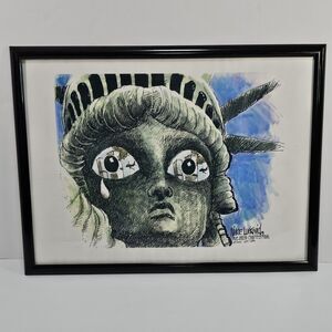 Framed Mike Luckovich Pulitzer Prize Winning Print "Liberty Mourns" 9/11 AJC